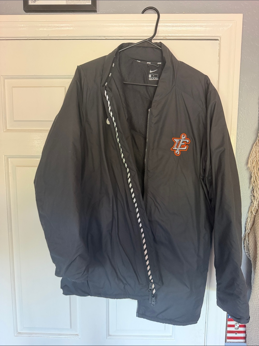Nike MLB Black Windbreaker Jacket with Orange Logo